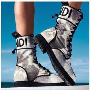 Fendi floral combat boots NIB